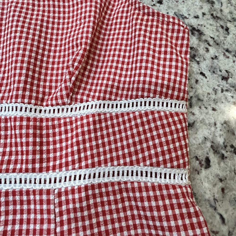 DBY 90's Vintage Red Gingham Checked Mini Dress Retro Boho Chic Summer Dress S‎ - Picture 7 of 9